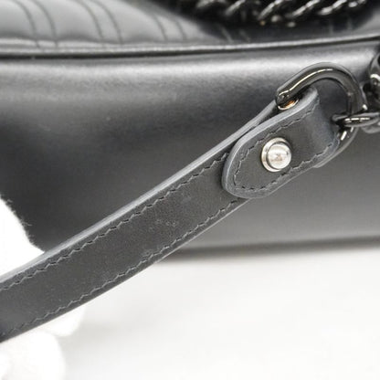 Gucci Shoulder Bag GG Marmont 443497 Leather Black Silver Hardware Women