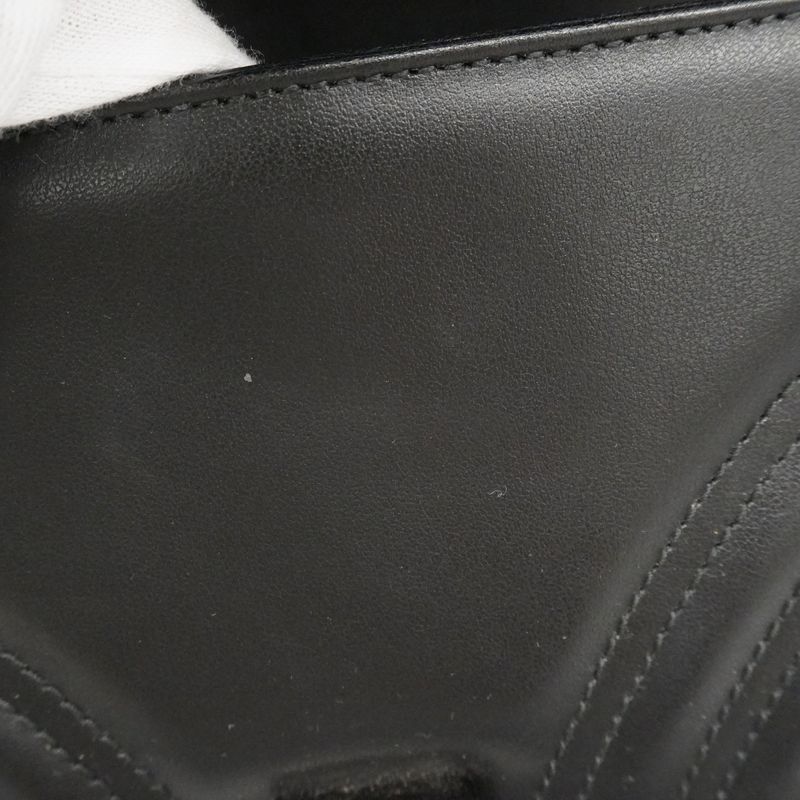 Gucci Shoulder Bag GG Marmont 443497 Leather Black Silver Hardware Women