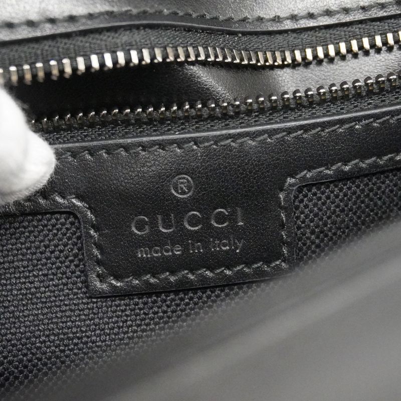 Gucci Shoulder Bag GG Marmont 443497 Leather Black Silver Hardware Women