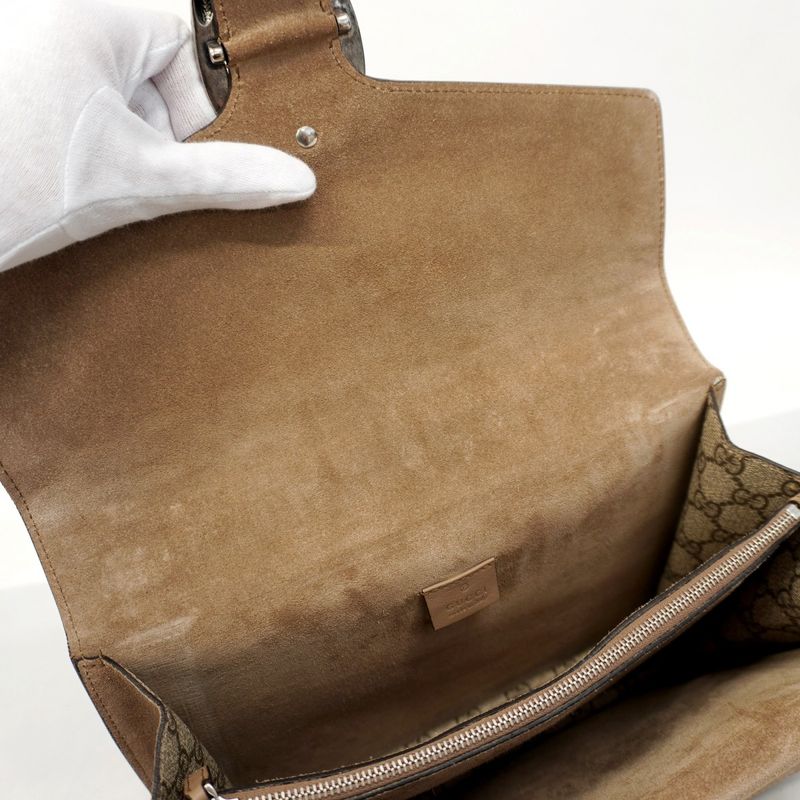 Gucci Shoulder Bag GG Supreme Dionysus 400235 PVC Brown Silver Hardware Women