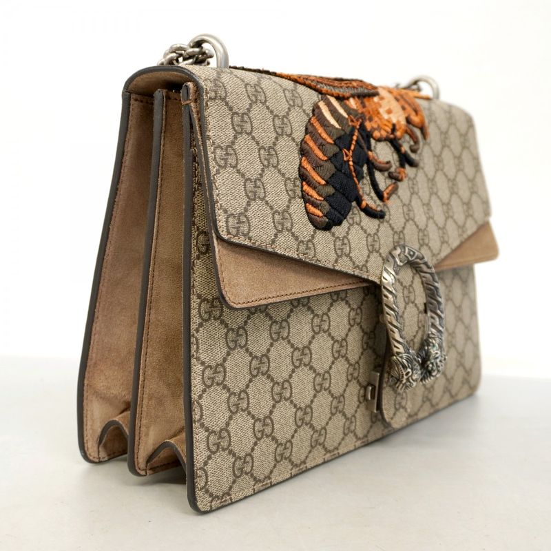 Gucci Shoulder Bag GG Supreme Dionysus 400235 PVC Brown Silver Hardware Women