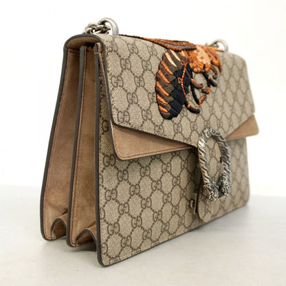 Gucci Shoulder Bag GG Supreme Dionysus 400235 PVC Brown Silver Hardware Women