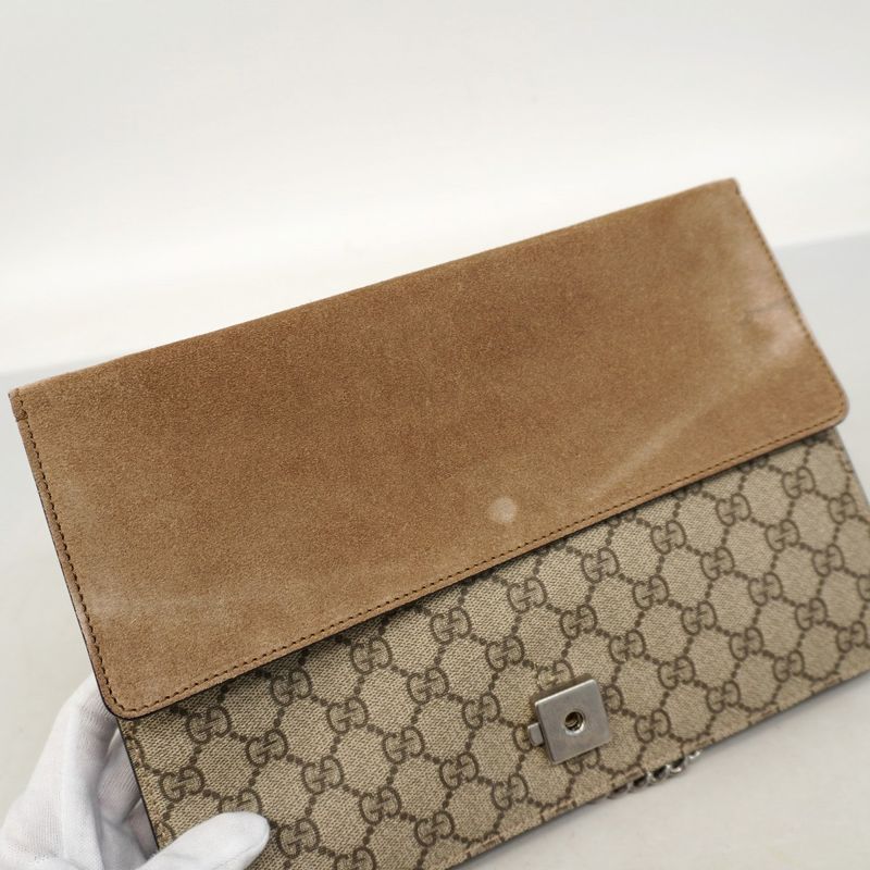 Gucci Shoulder Bag GG Supreme Dionysus 400235 PVC Brown Silver Hardware Women
