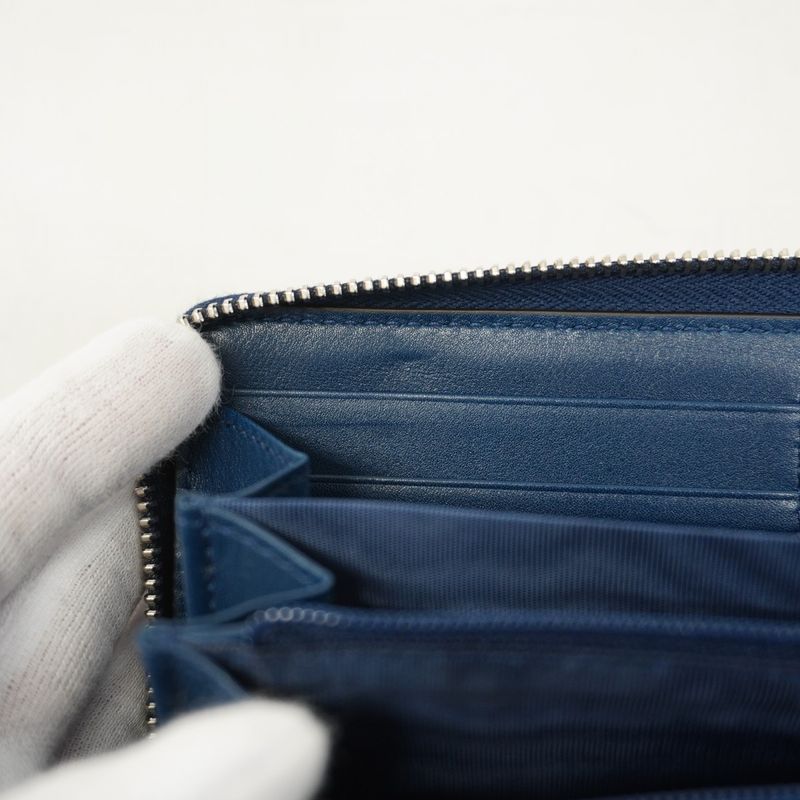 Gucci Long Wallet Guccissima New York Yankees 547791 Leather Navy Silver