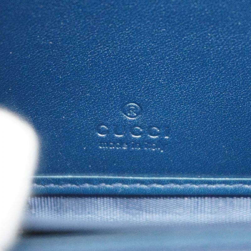 Gucci Long Wallet Guccissima New York Yankees 547791 Leather Navy Silver