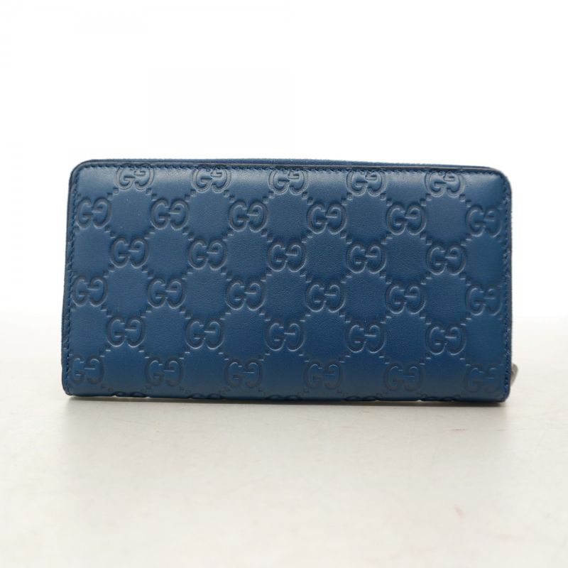 Gucci Long Wallet Guccissima New York Yankees 547791 Leather Navy Silver