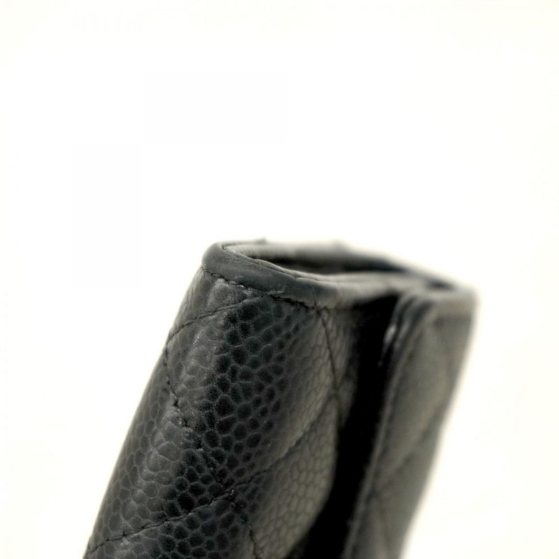 Chanel Business Card Holder Matelasse Caviar Skin Black Gold Hardware Women