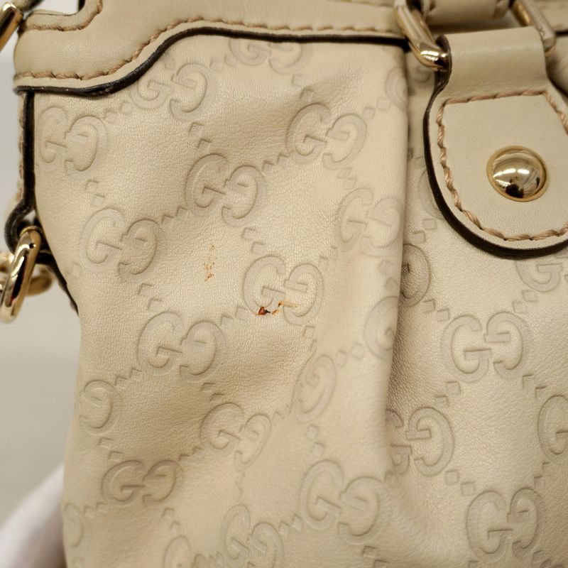 Gucci Handbag Guccissima 247902 Leather Beige Chien Pan Gold Hardware 2way Bag