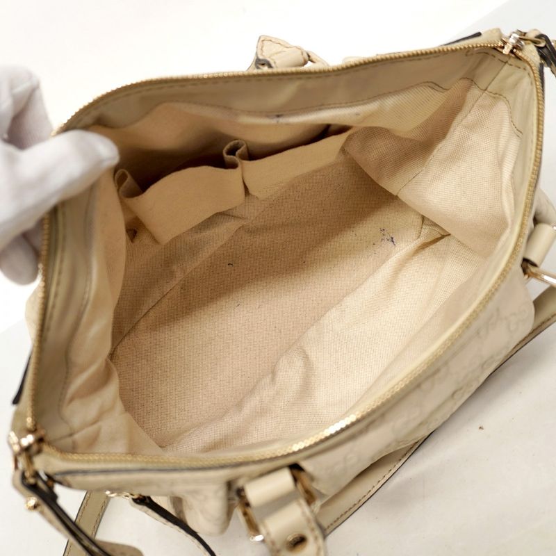 Gucci Handbag Guccissima 247902 Leather Beige Chien Pan Gold Hardware 2way Bag