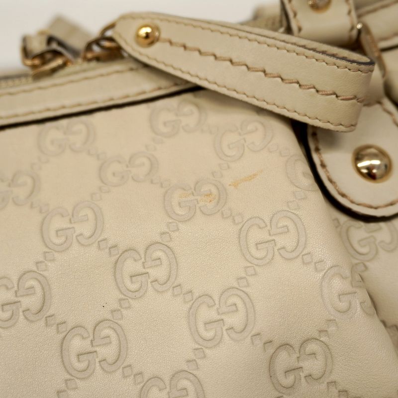 Gucci Handbag Guccissima 247902 Leather Beige Chien Pan Gold Hardware 2way Bag