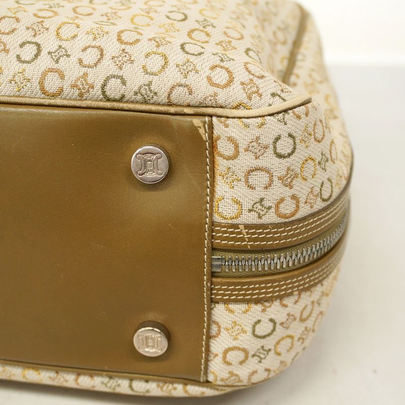 Celine Handbag C Macadam Canvas Beige Silver Hardware Women