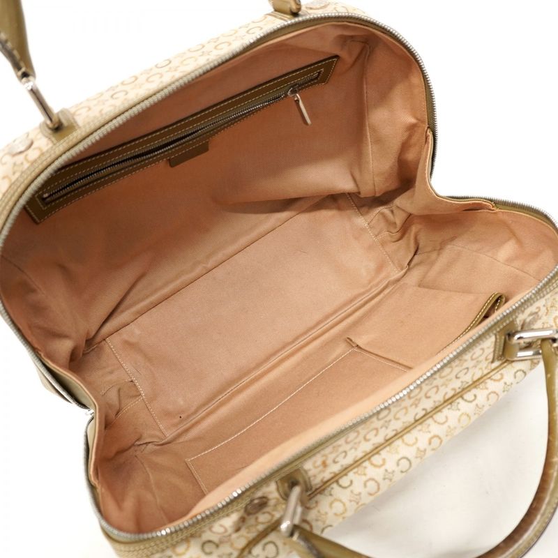 Celine Handbag C Macadam Canvas Beige Silver Hardware Women