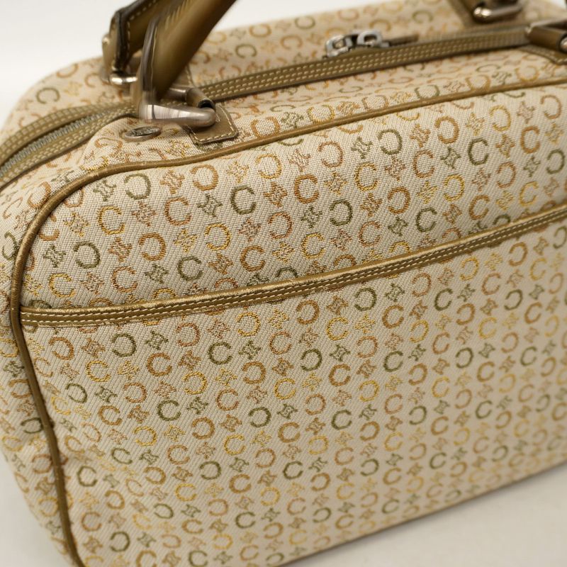 Celine Handbag C Macadam Canvas Beige Silver Hardware Women