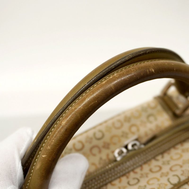 Celine Handbag C Macadam Canvas Beige Silver Hardware Women