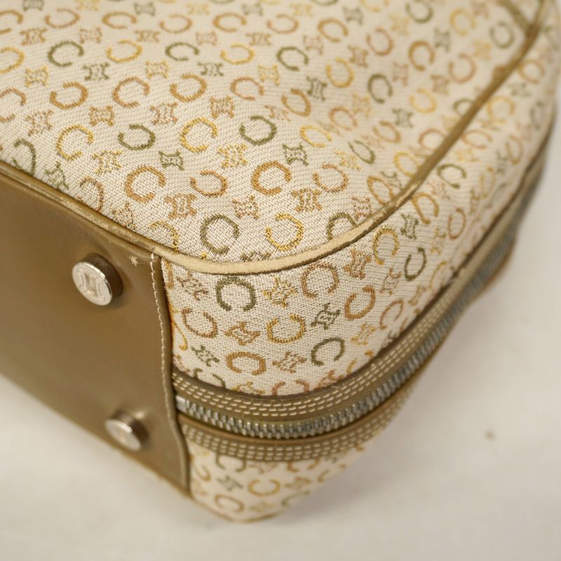 Celine Handbag C Macadam Canvas Beige Silver Hardware Women