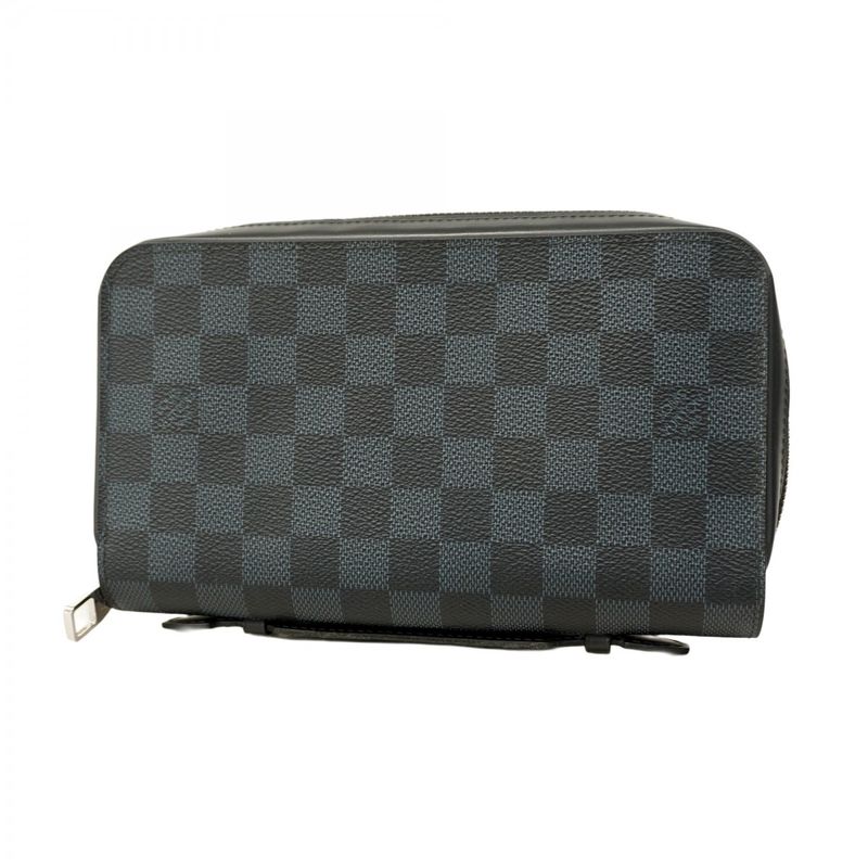 Louis Vuitton Long Wallet Damier Graphite Zippy XL N41503 Black Men's