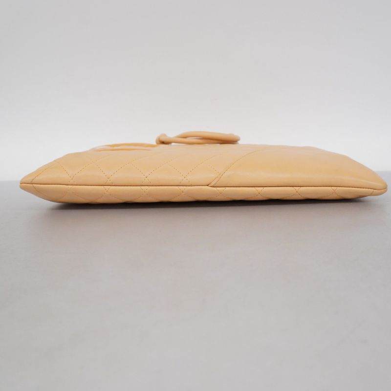 Chanel Tote Bag Cambon Lambskin Beige Silver Hardware Women