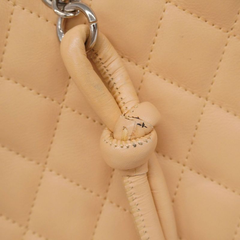 Chanel Tote Bag Cambon Lambskin Beige Silver Hardware Women