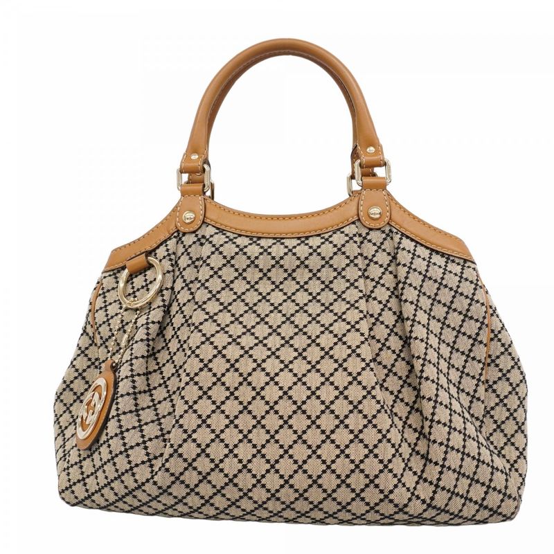 Gucci Tote Bag Diamante/sookie 211944 Canvas Brown Gold Hardware Women's