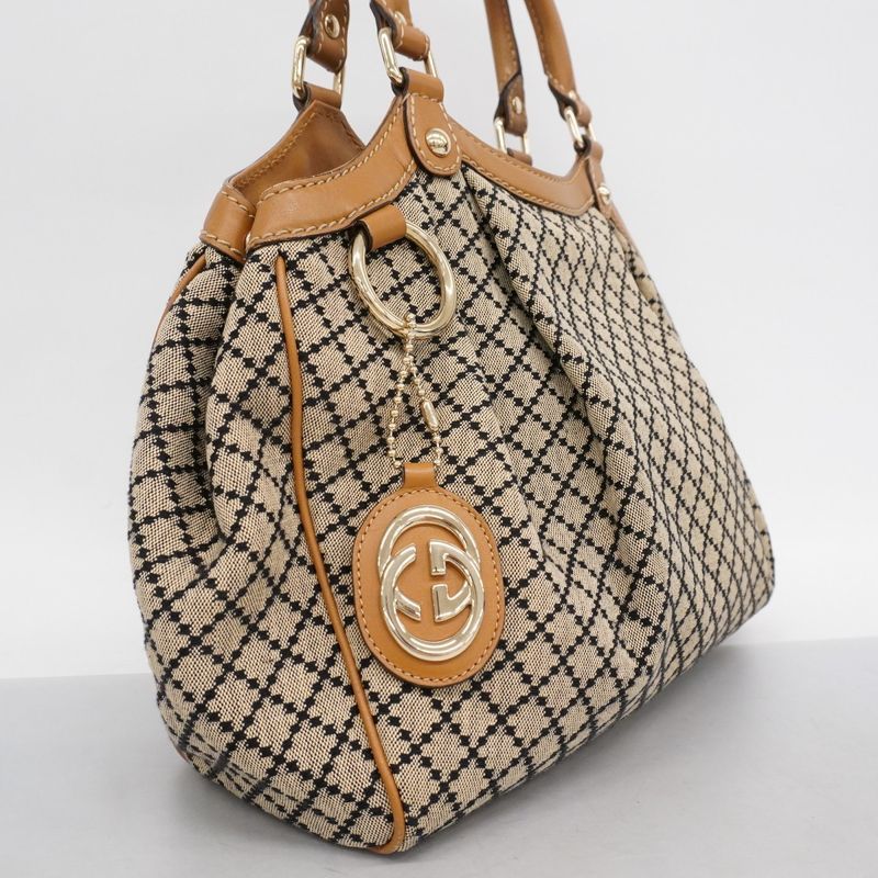 Gucci Tote Bag Diamante/sookie 211944 Canvas Brown Gold Hardware Women's