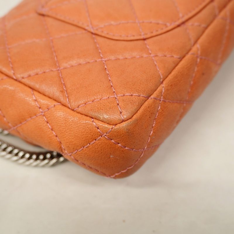 Chanel Shoulder Bag Matelasse Lambskin Pink Silver Hardware Women