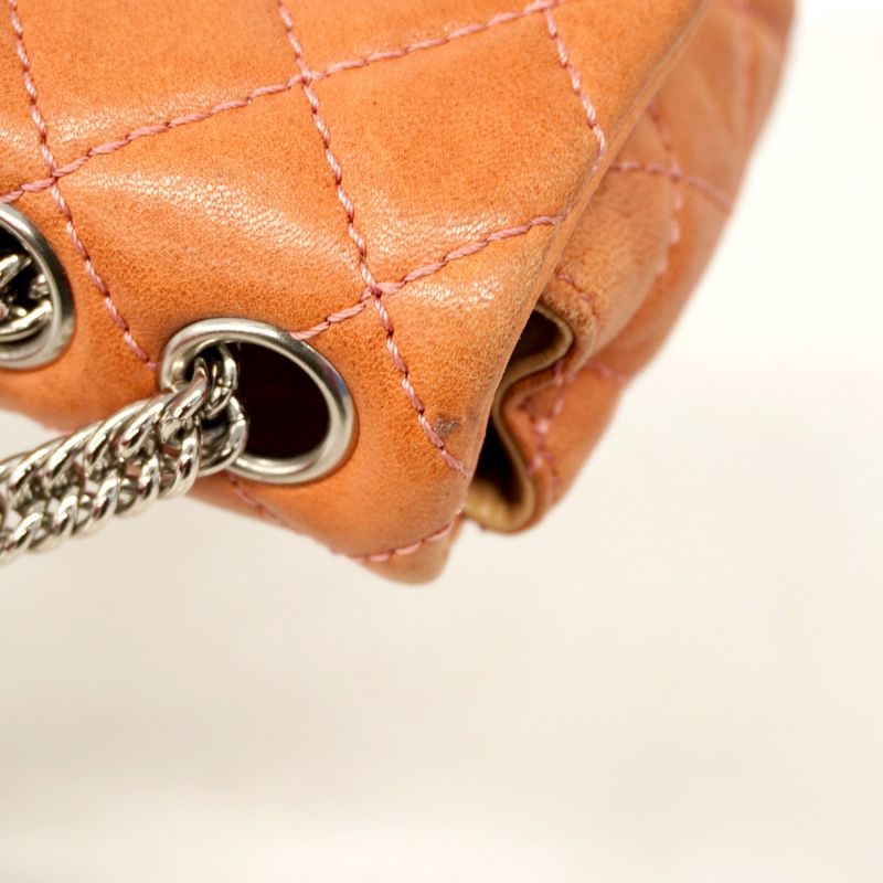 Chanel Shoulder Bag Matelasse Lambskin Pink Silver Hardware Women