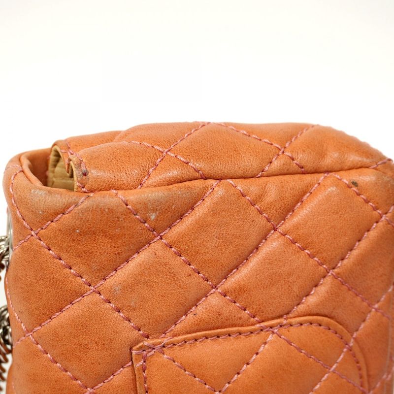 Chanel Shoulder Bag Matelasse Lambskin Pink Silver Hardware Women