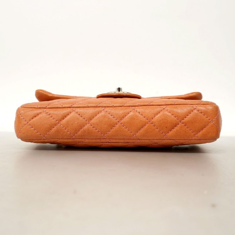 Chanel Shoulder Bag Matelasse Lambskin Pink Silver Hardware Women