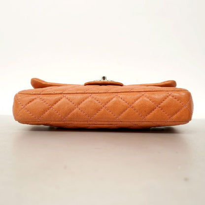 Chanel Shoulder Bag Matelasse Lambskin Pink Silver Hardware Women