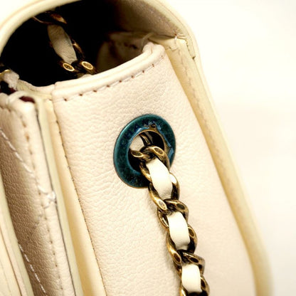 Chanel Handbag Matelasse Chain Leather White Gold Hardware 2way Bag Ladies