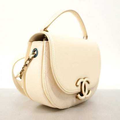 Chanel Handbag Matelasse Chain Leather White Gold Hardware 2way Bag Ladies