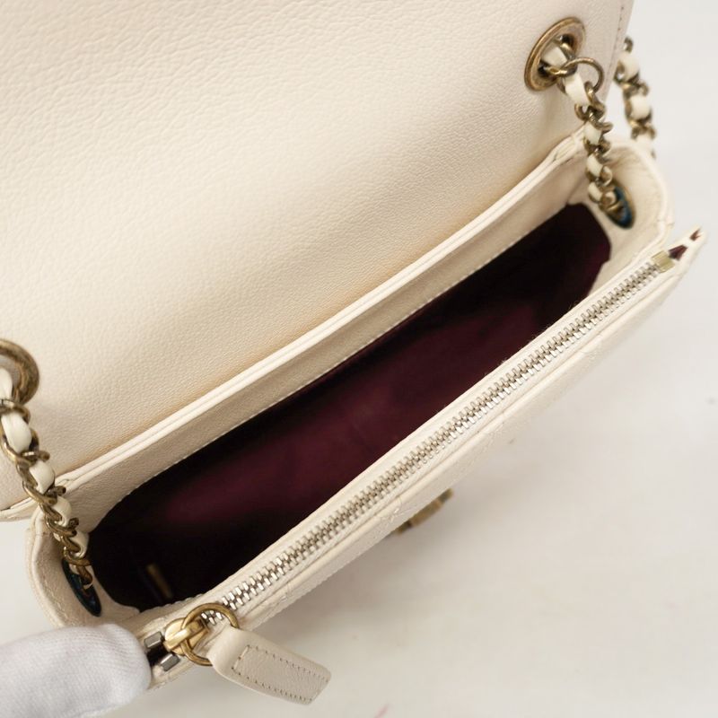 Chanel Handbag Matelasse Chain Leather White Gold Hardware 2way Bag Ladies