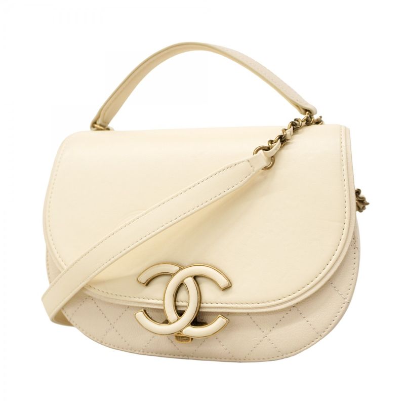 Chanel Handbag Matelasse Chain Leather White Gold Hardware 2way Bag Ladies