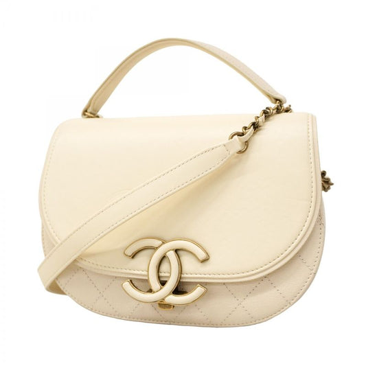 Chanel Handbag Matelasse Chain Leather White Gold Hardware 2way Bag Ladies