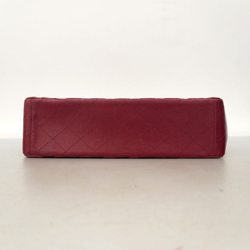 Chanel Shoulder Bag Deca Matelasse Caviar Skin Bordeaux Silver Hardware Women