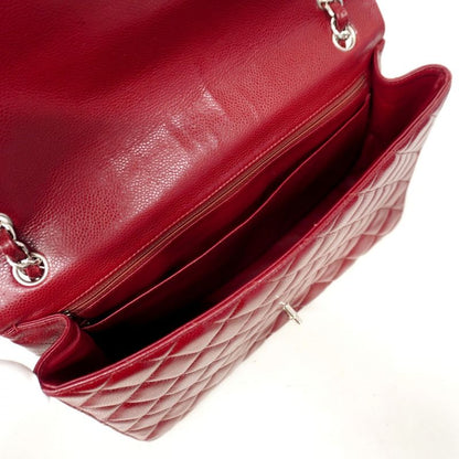 Chanel Shoulder Bag Deca Matelasse Caviar Skin Bordeaux Silver Hardware Women