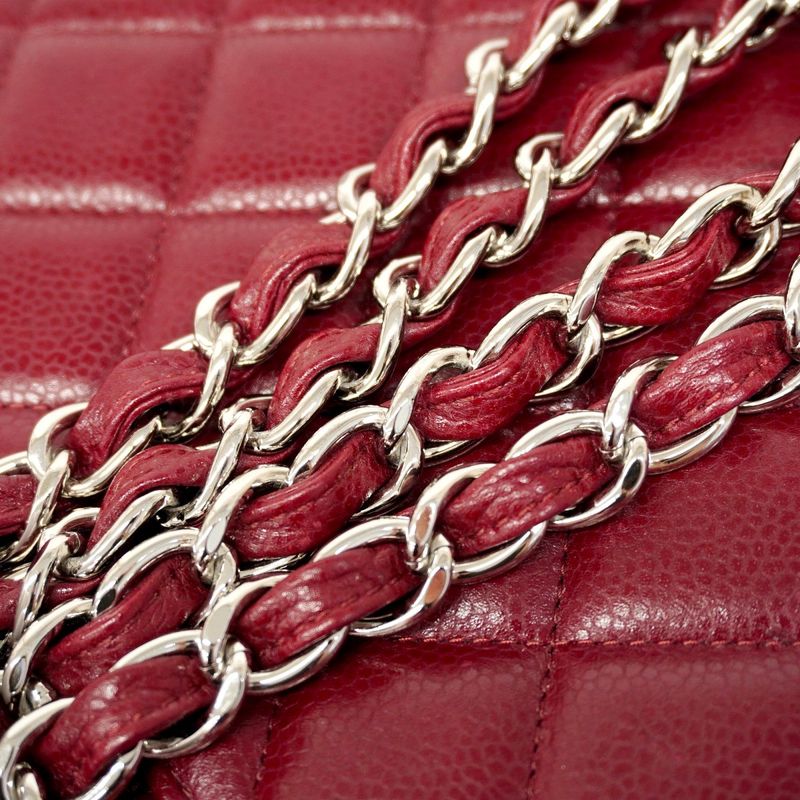 Chanel Shoulder Bag Deca Matelasse Caviar Skin Bordeaux Silver Hardware Women