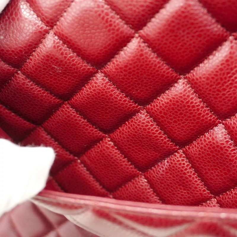 Chanel Shoulder Bag Deca Matelasse Caviar Skin Bordeaux Silver Hardware Women