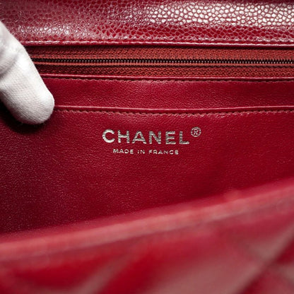 Chanel Shoulder Bag Deca Matelasse Caviar Skin Bordeaux Silver Hardware Women