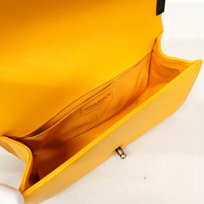 Chanel Shoulder Bag Boy Chanel Lambskin Yellow Silver Hardware Women