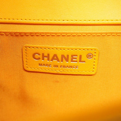 Chanel Shoulder Bag Boy Chanel Lambskin Yellow Silver Hardware Women