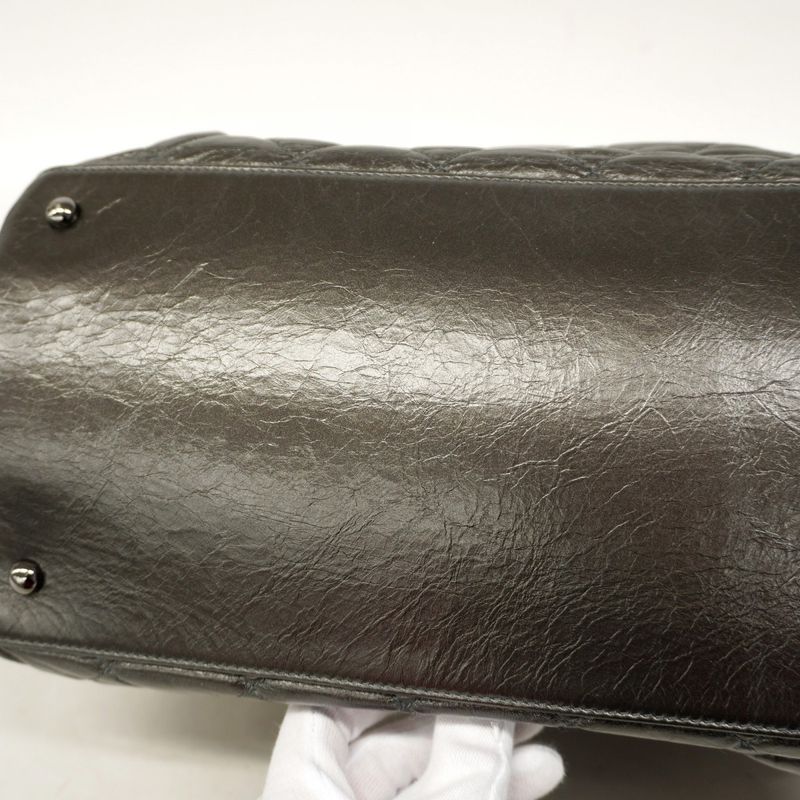 Chanel Shoulder Bag Matelasse Calfskin Black Silver Hardware Women