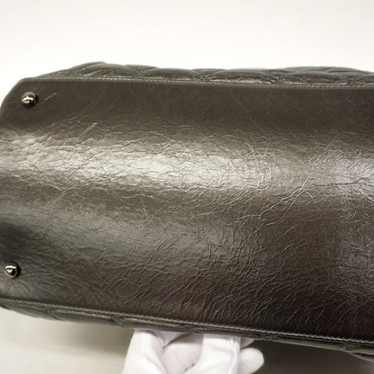 Chanel Shoulder Bag Matelasse Calfskin Black Silver Hardware Women