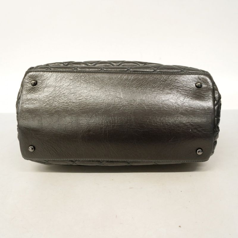 Chanel Shoulder Bag Matelasse Calfskin Black Silver Hardware Women