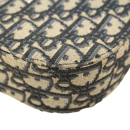 Christian Dior Shoulder Bag Oblique Saddle Canvas Leather Black Navy Gold/silver