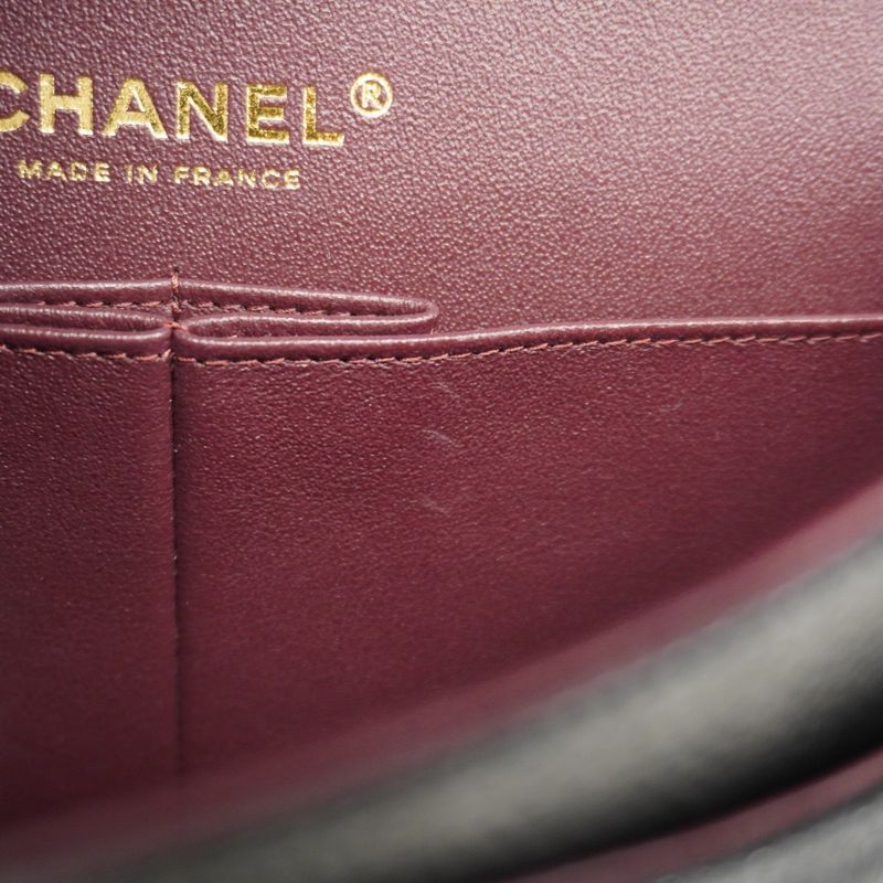 Chanel Shoulder Bag Matelasse Caviar Skin Black Gold Hardware Women