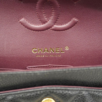 Chanel Shoulder Bag Matelasse Caviar Skin Black Gold Hardware Women