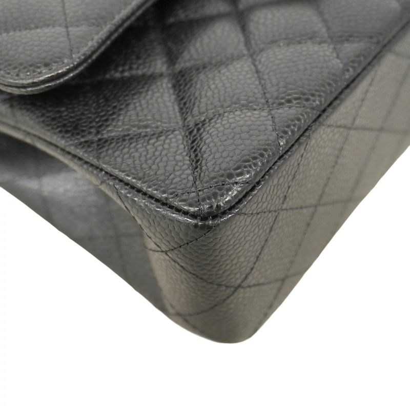 Chanel Shoulder Bag Matelasse Caviar Skin Black Gold Hardware Women