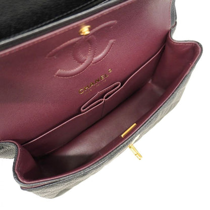 Chanel Shoulder Bag Matelasse Caviar Skin Black Gold Hardware Women