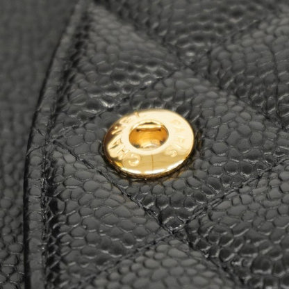 Chanel Shoulder Bag Matelasse Caviar Skin Black Gold Hardware Women